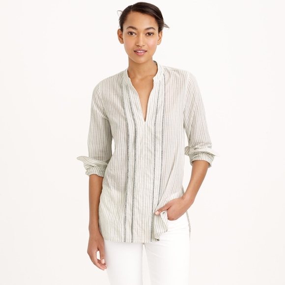 J. Crew Tops - JCREW Corded Popover Tunic Shirt in Gray Stripe